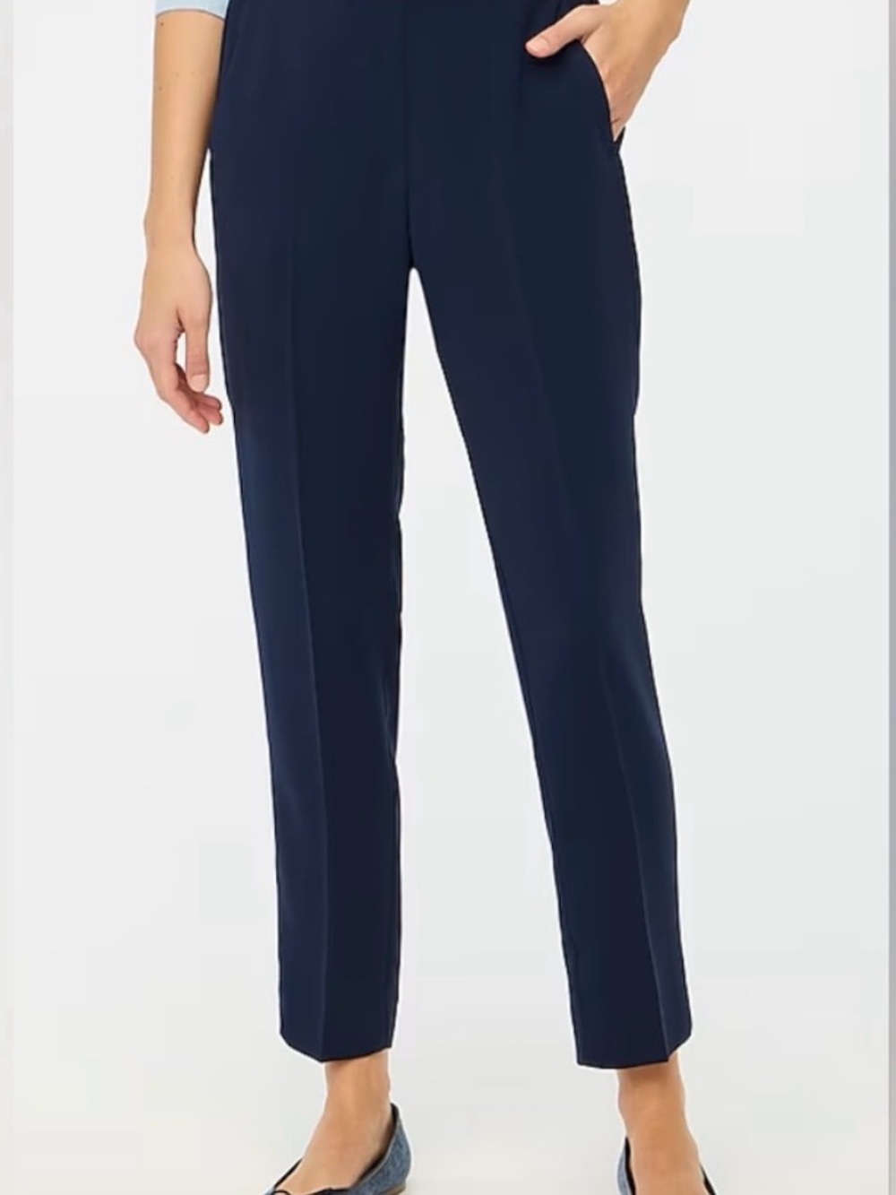 J. Crew Jamie Straight-Leg Elastic Waist Pants Navy Blue Size 10